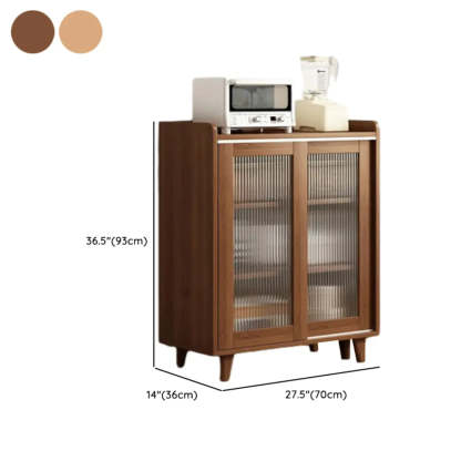 Nut-Brown Open Sideboard with Drawers and Shelves