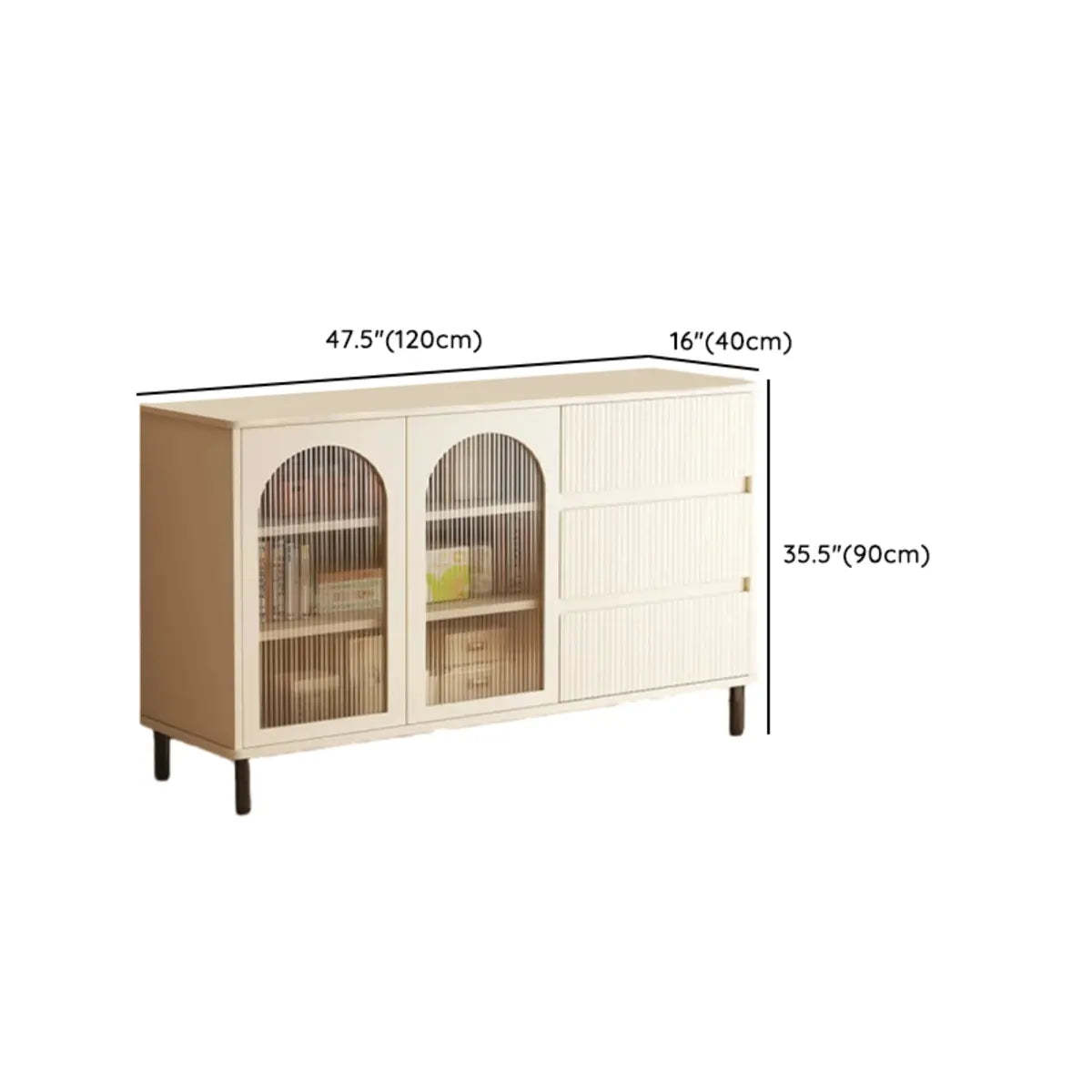 Nut-Brown Open Sideboard with Drawers and Shelves