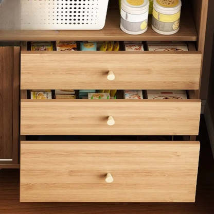 Nut-Brown Open Sideboard with Drawers and Shelves — Nut-Brown