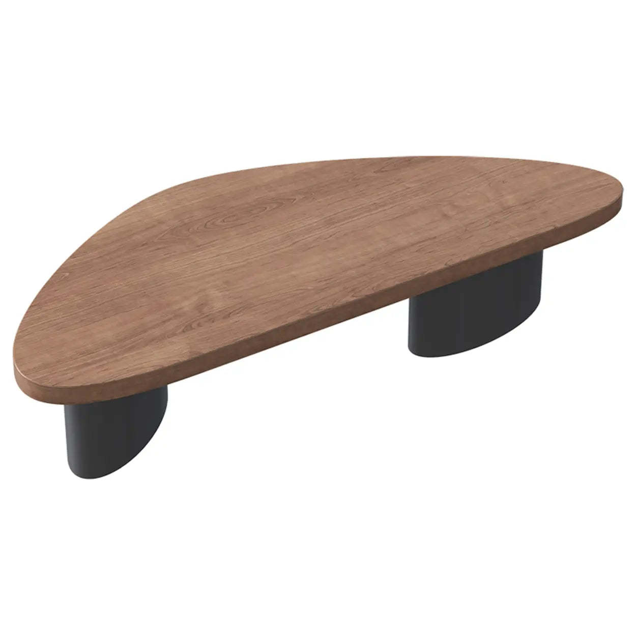 Lighom triangle nesting nut-brown wood coffee tables — 47" L x 24" W x 16.5" H / Nut & Brown