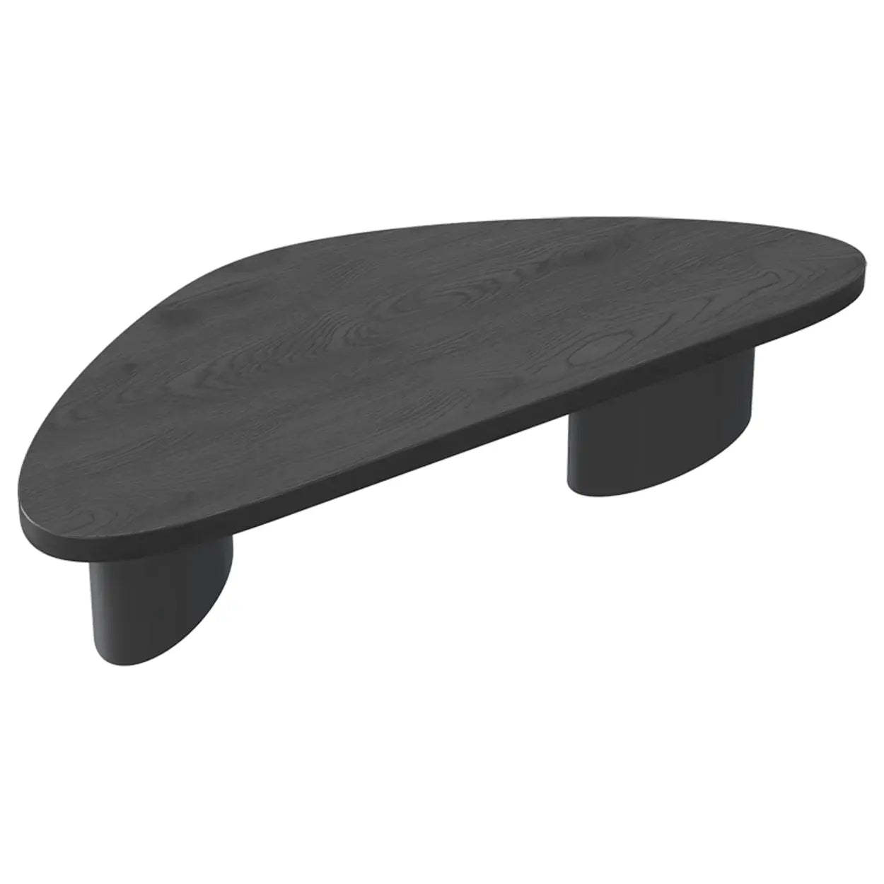 Nut-Brown Pine Wood Triangle Nesting Coffee Tables — Black