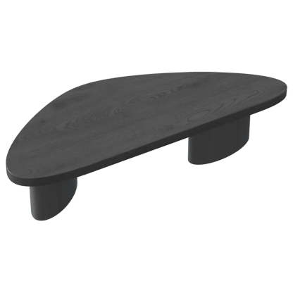 Nut-Brown Pine Wood Triangle Nesting Coffee Tables — Black