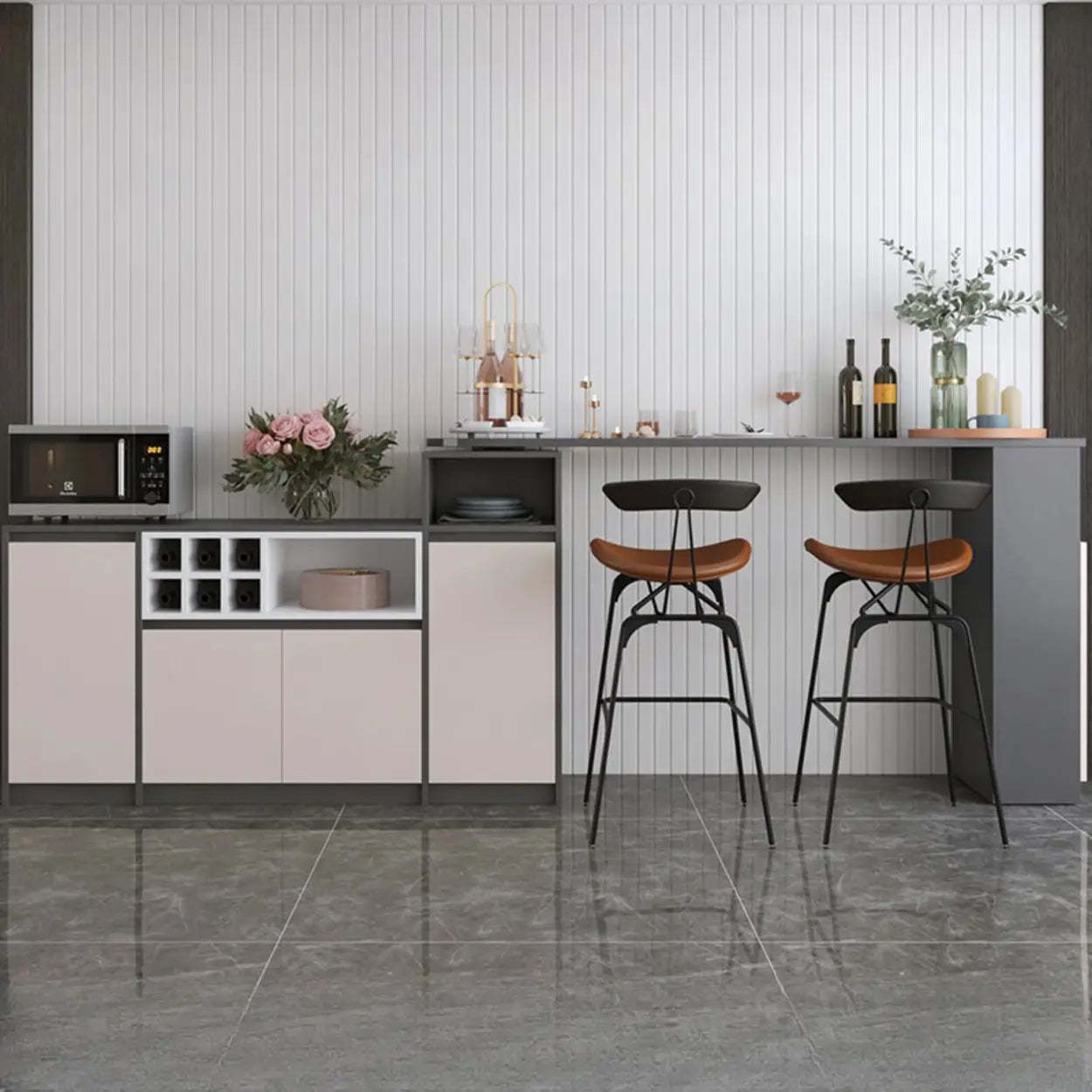 Brown modern storage rectangular bar tables