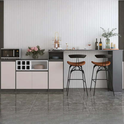 Nut-Brown Rectangular Wood Bar Table with Storage