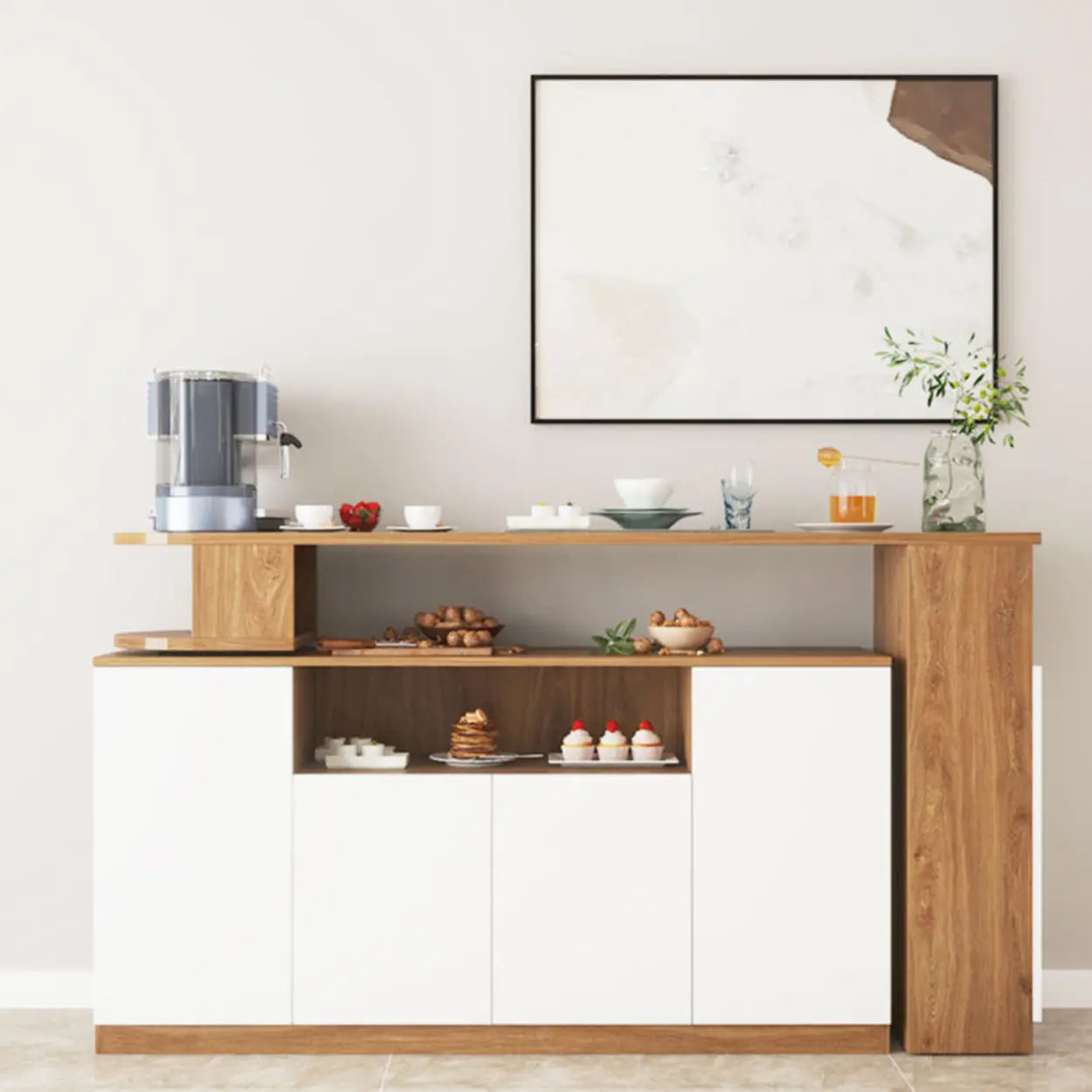 Nut-Brown Rectangular Wood Bar Table with Storage — Nut-Brown / Table Only