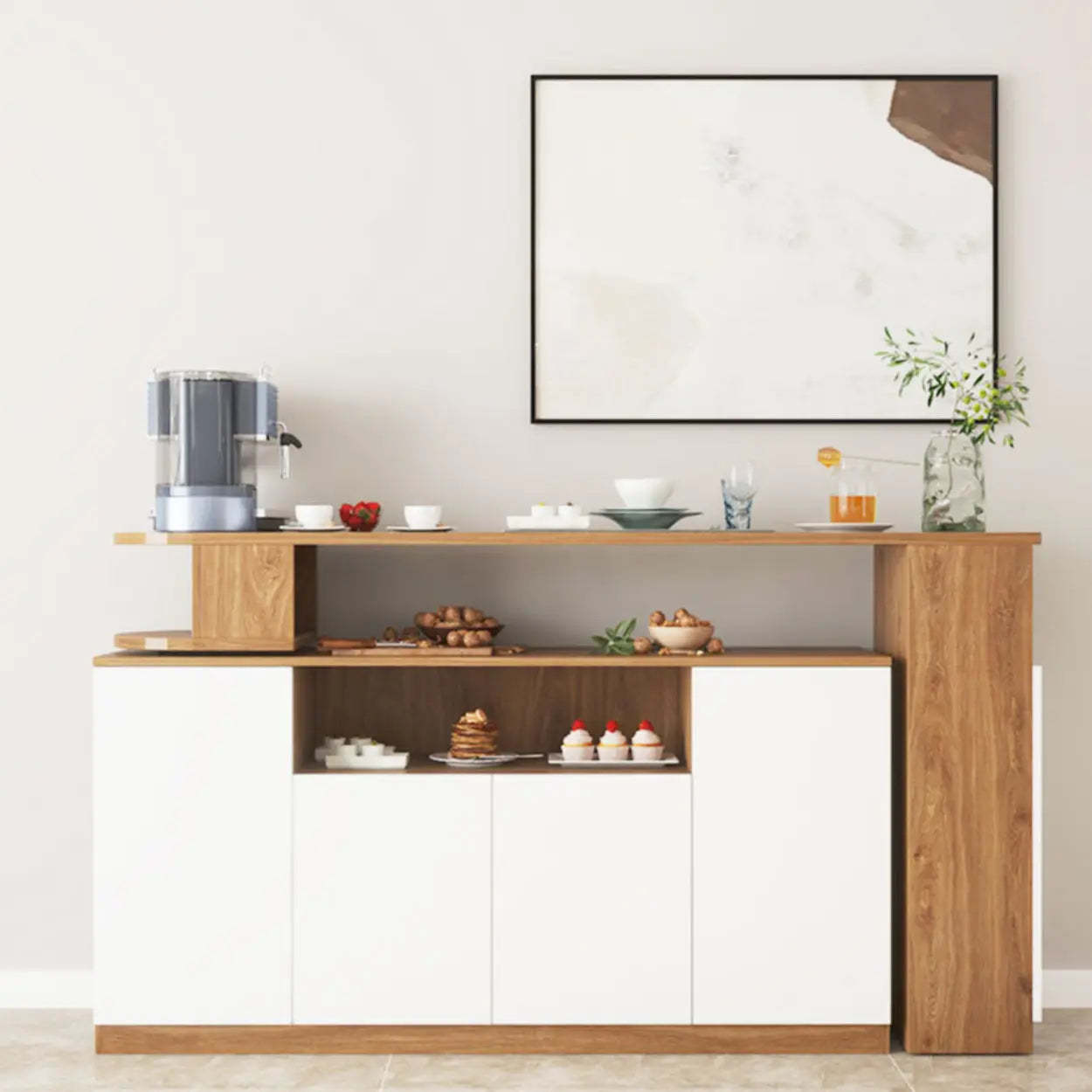 Nut-Brown Rectangular Wood Bar Table with Storage — Nut-Brown / Table Only