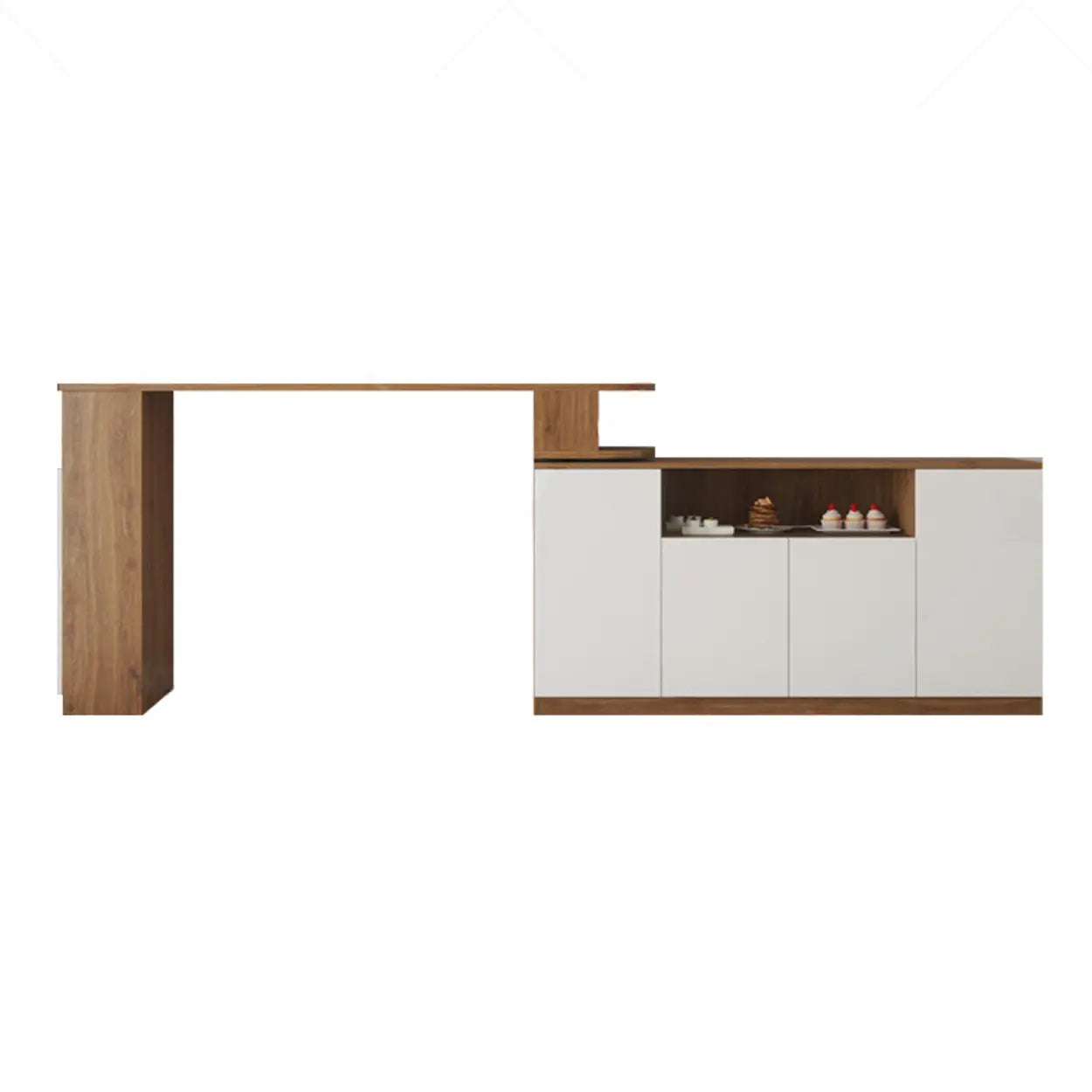 Nut-Brown Rectangular Wood Bar Table with Storage — Black / Table Only