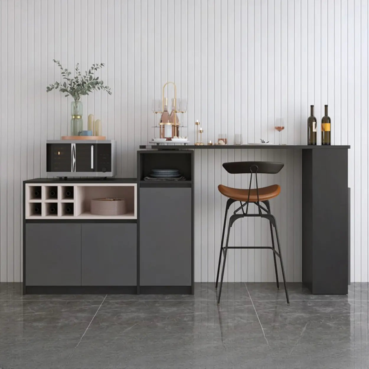 Nut-Brown Rectangular Wood Bar Table with Storage