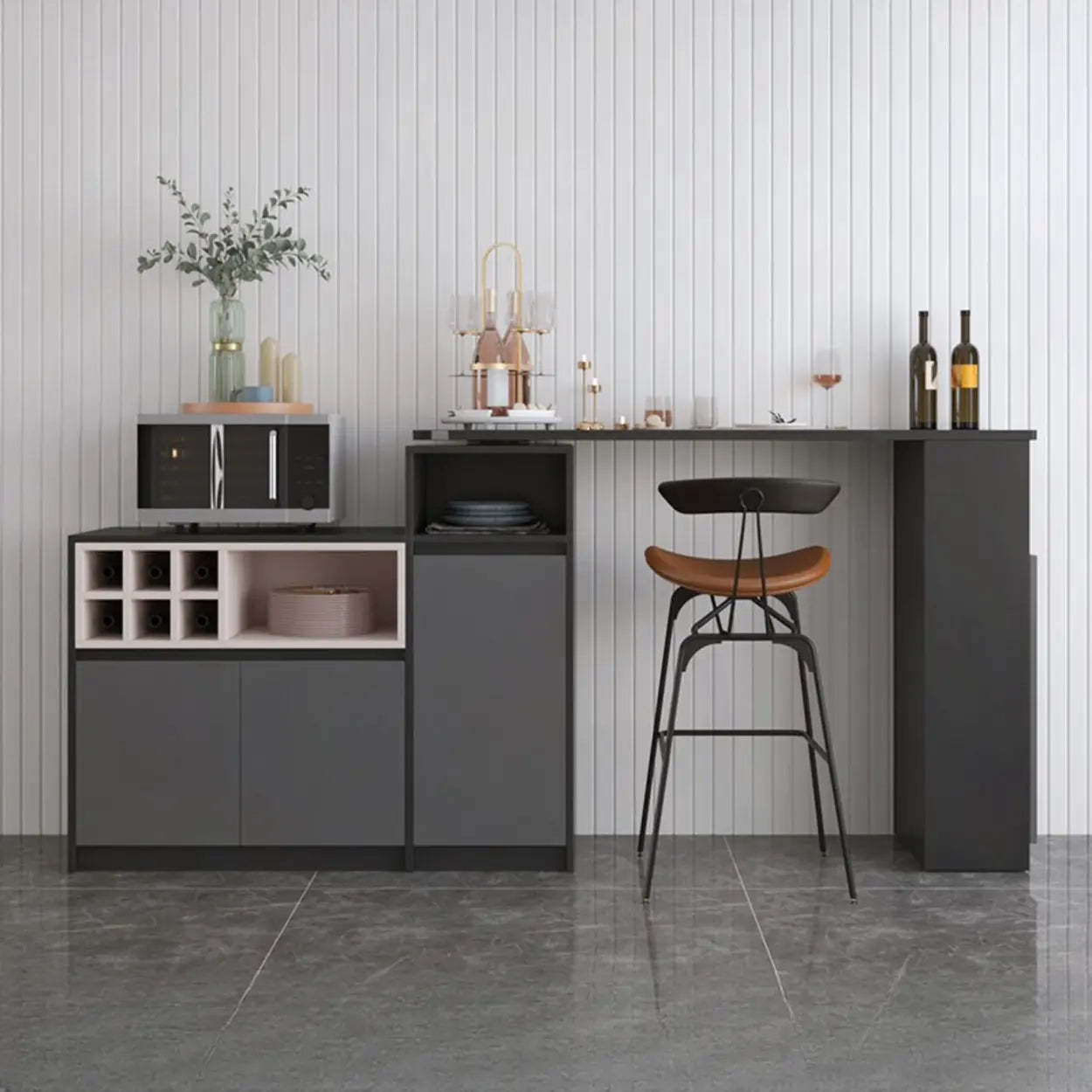 Nut-Brown Rectangular Wood Bar Table with Storage