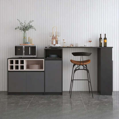 Nut-Brown Rectangular Wood Bar Table with Storage