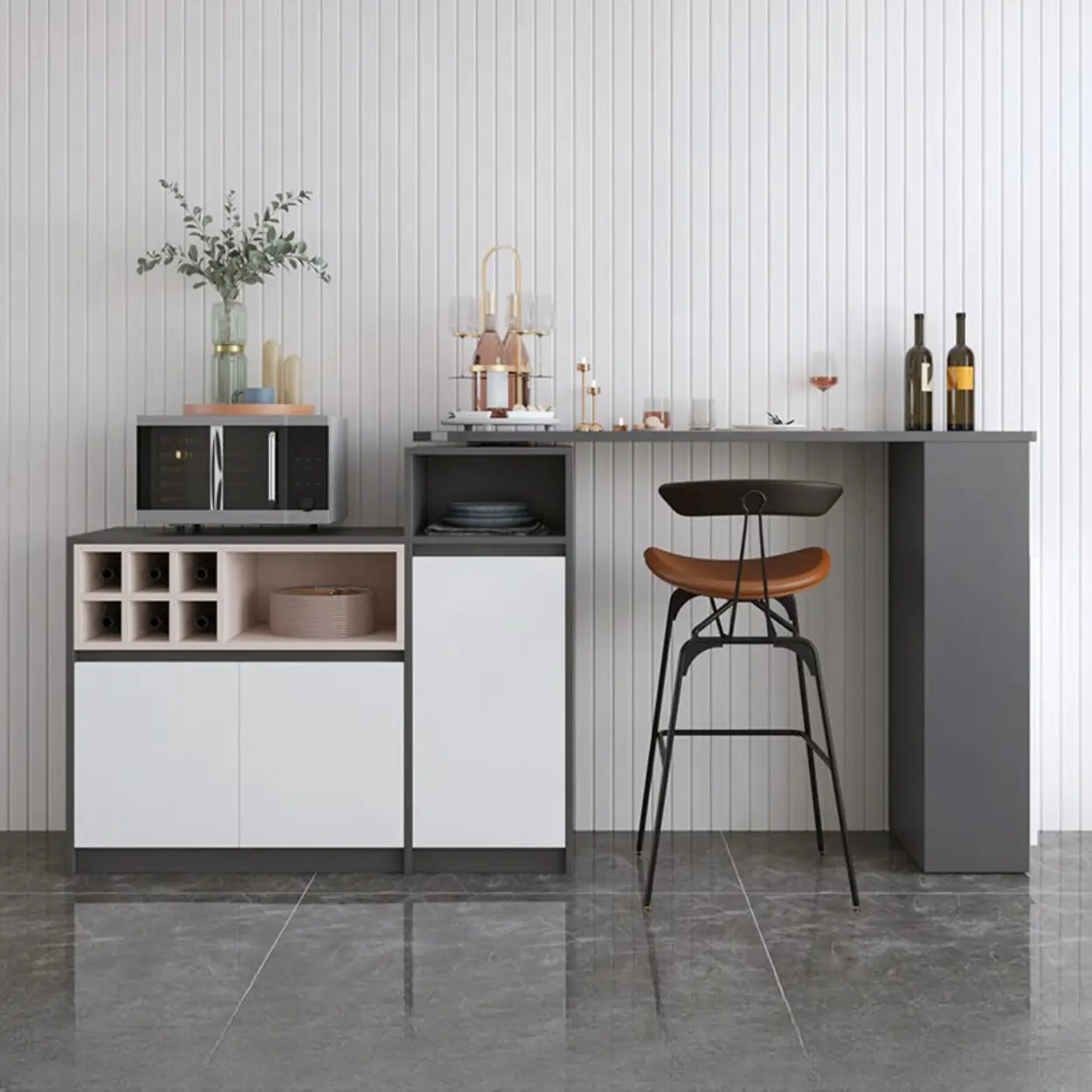 Nut-Brown Rectangular Wood Bar Table with Storage