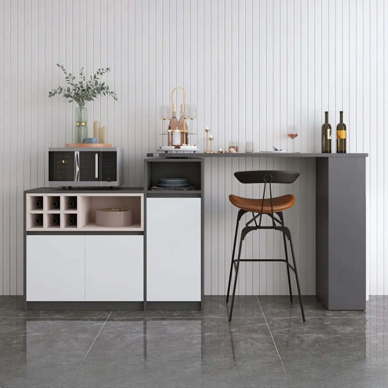 Nut-Brown Rectangular Wood Bar Table with Storage