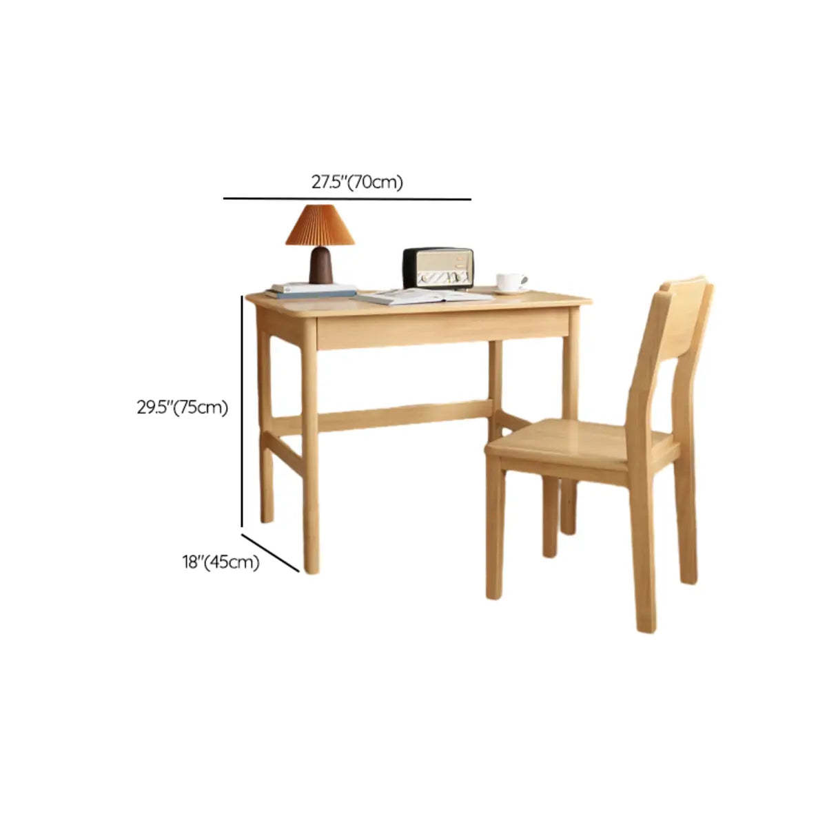 Nut-Brown Rubberwood Drawer H-Shape Writing Desk