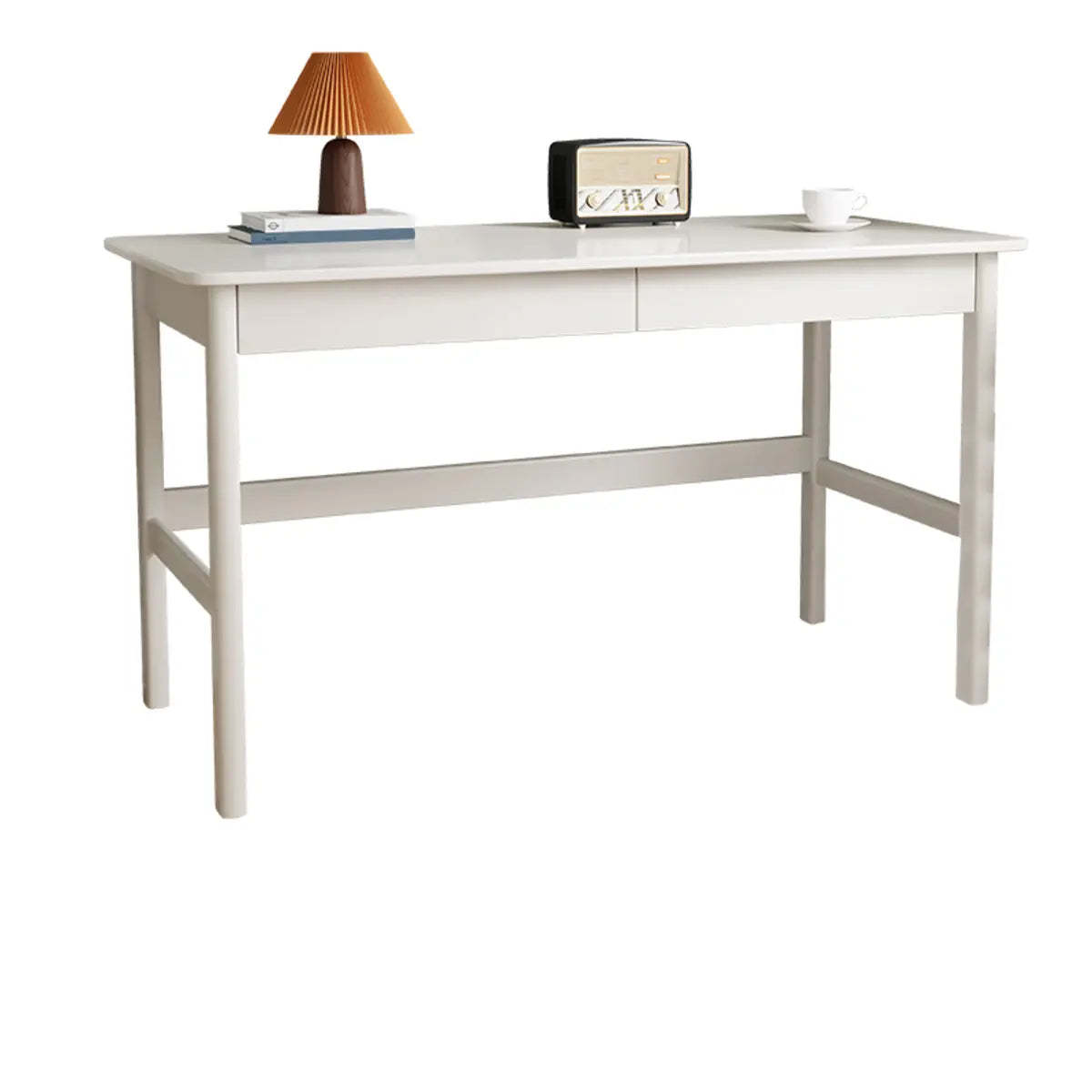 Brown wood writing h-shape desks - modern — 39"L x 18"W x 30"H / White