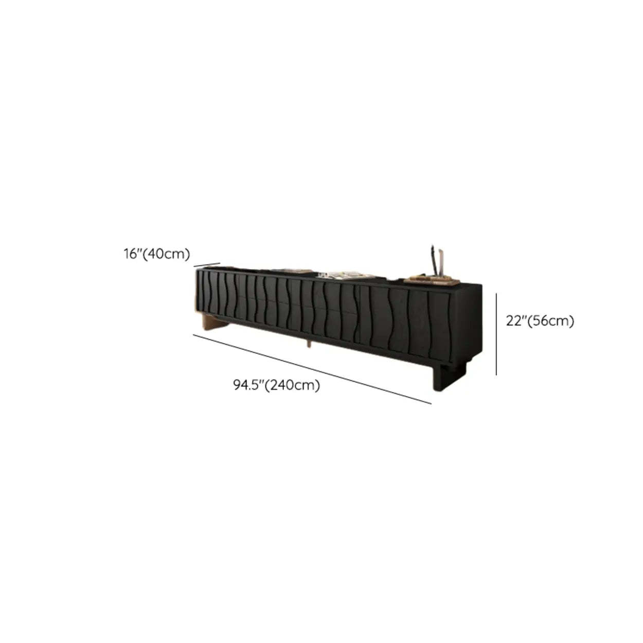 Nut-Brown Wave-Texture Wood Drawer TV Stand