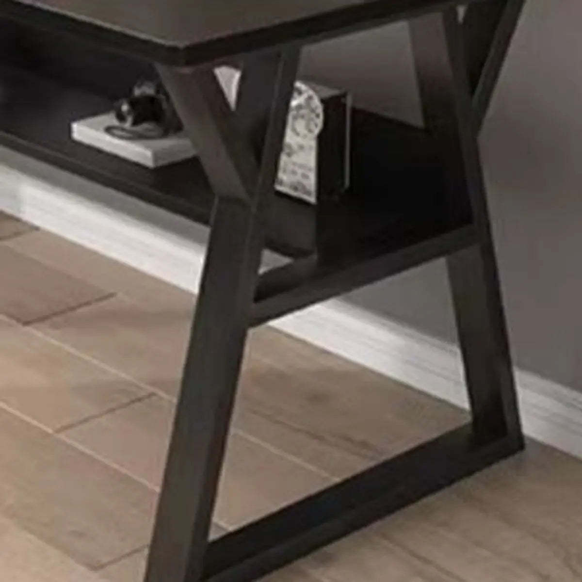 Nut-Brown Wood Computer Desk with Hutch and Shelf