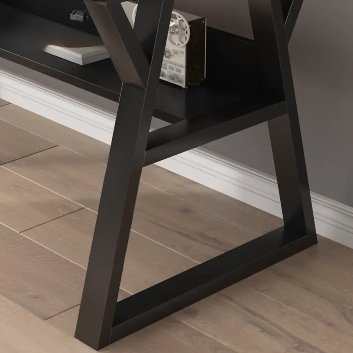 Nut-Brown Wood Computer Desk with Hutch and Shelf — Nut-Brown / Without Chairs