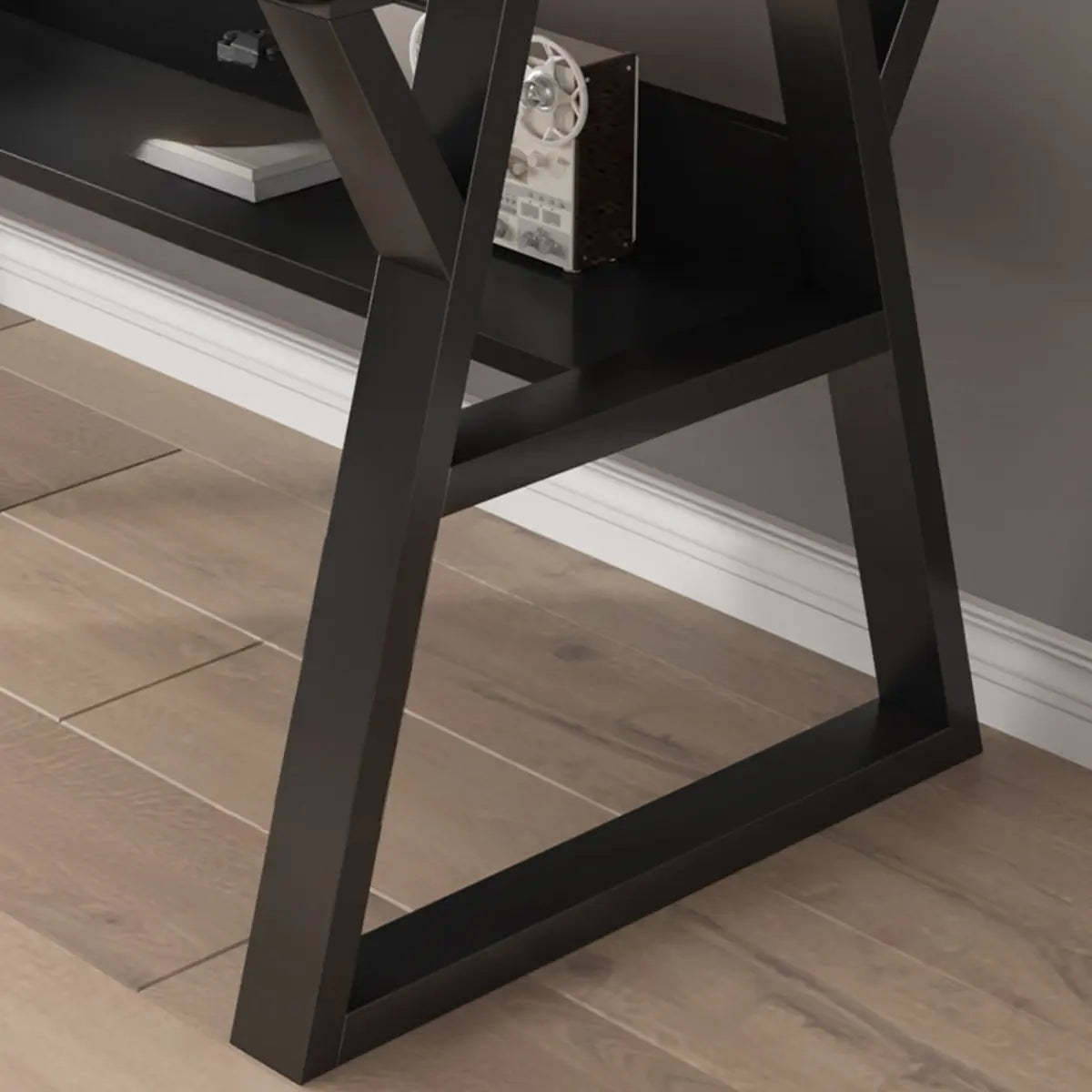 Nut-Brown Wood Computer Desk with Hutch and Shelf — Nut-Brown / Without Chairs