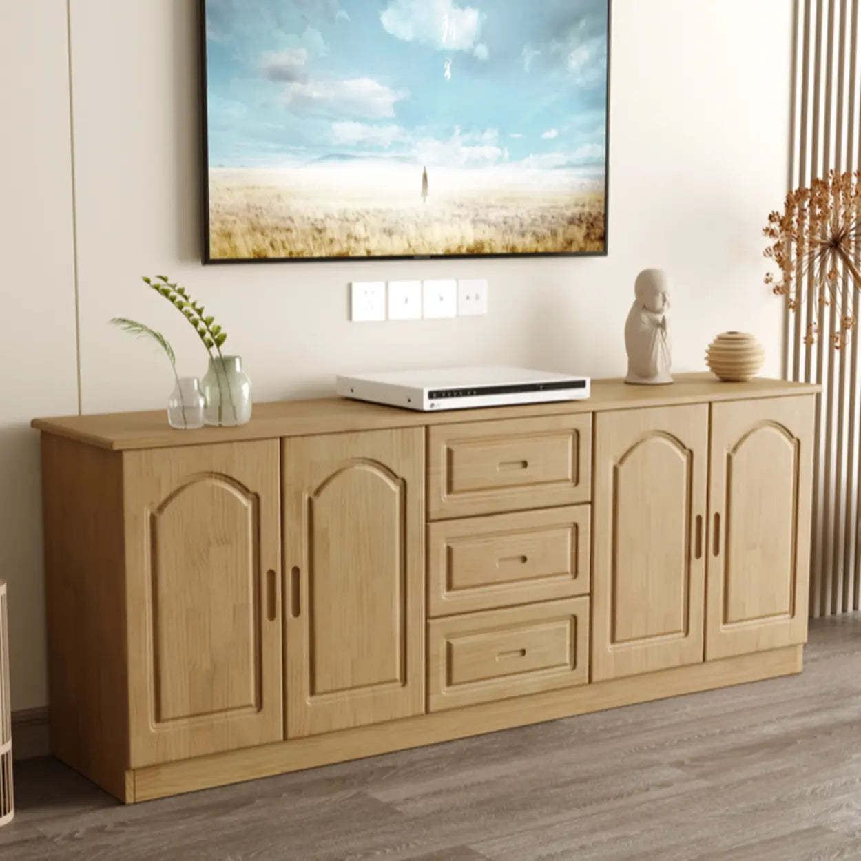 Nut-Brown Wood Drawer Rectangle TV Stand