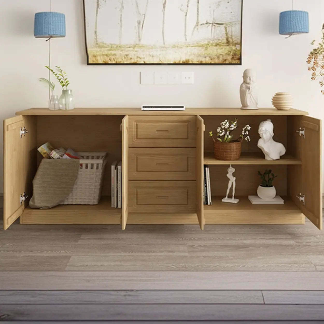 Nut-Brown Wood Drawer Rectangle TV Stand — White