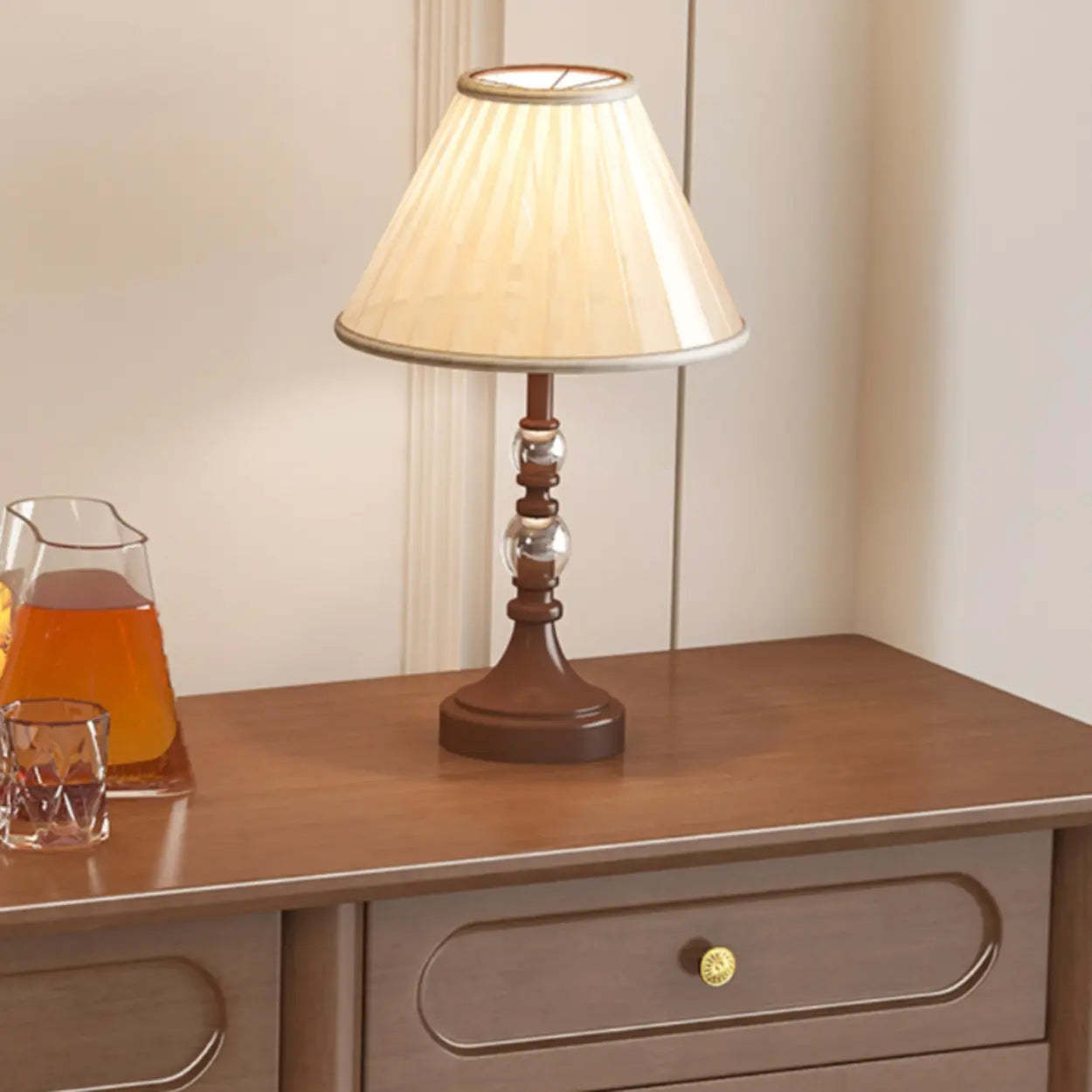 Nut-Brown Wood Foyer Console Table with Shelves