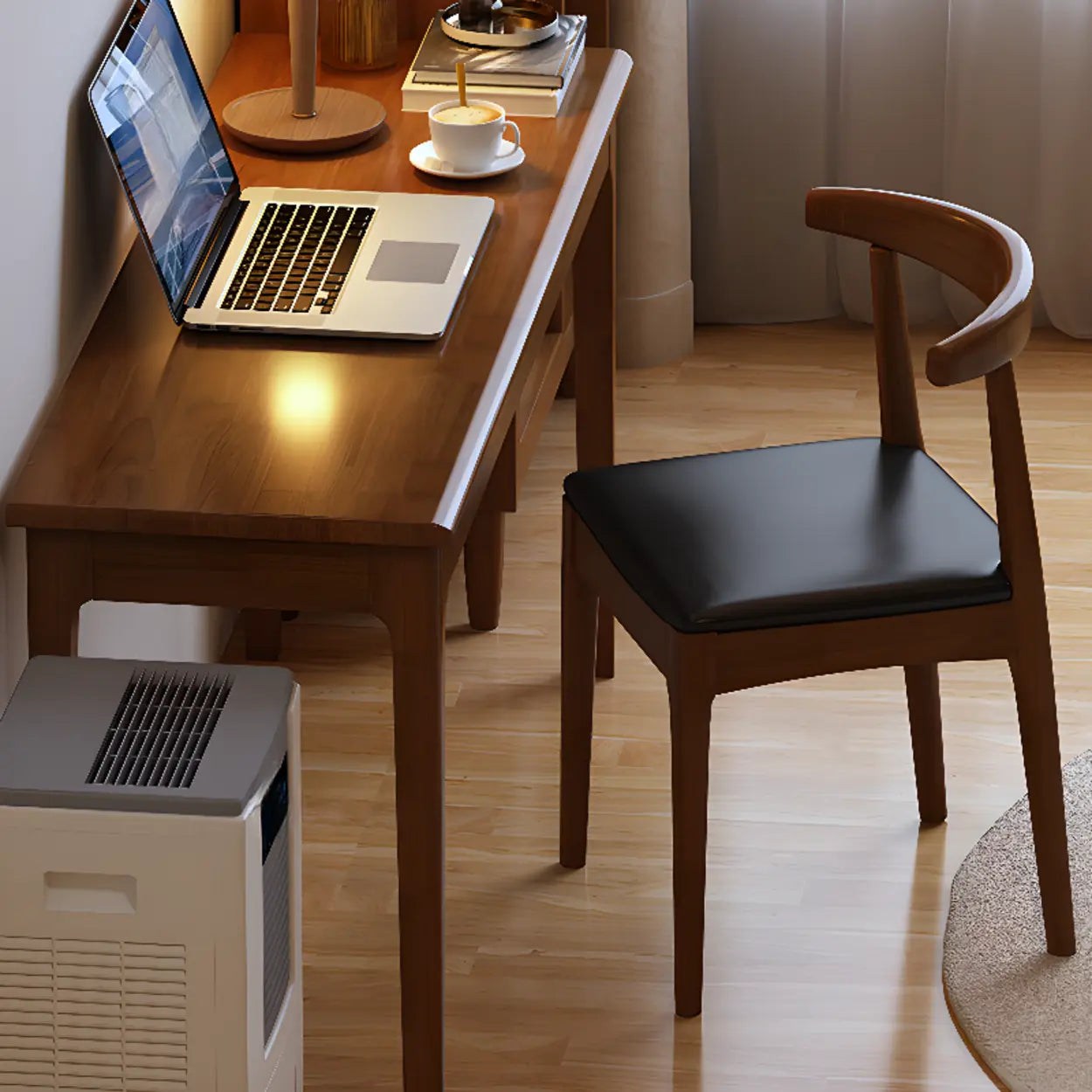 Nut-Brown Wood Drawer Home Desk