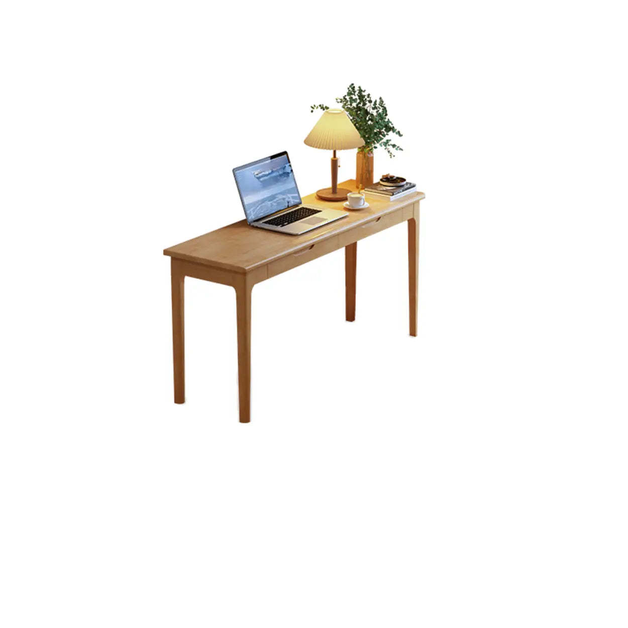Nut-Brown Wood Drawer Home Desk — White / Table Only