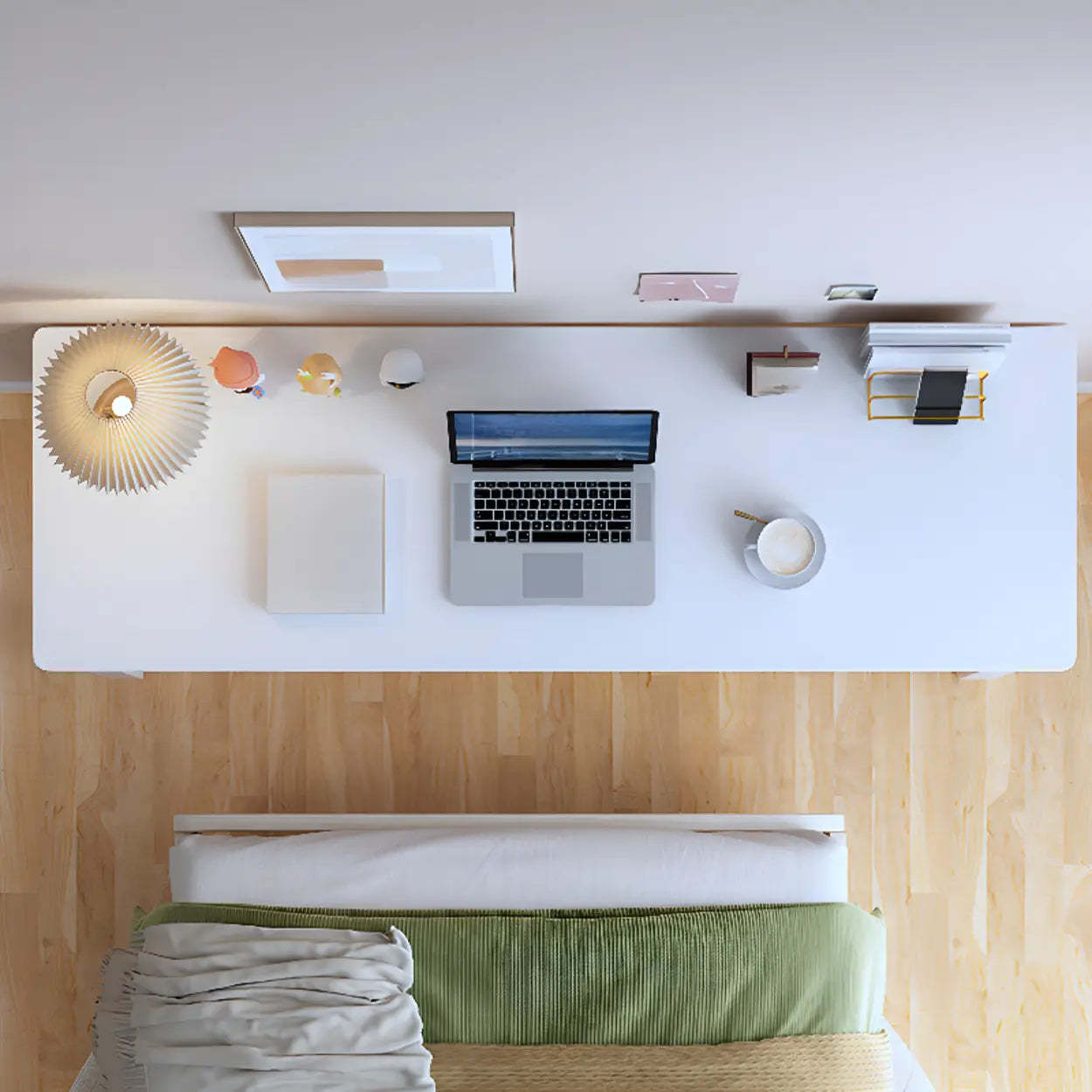 Nut-Brown Wood Drawer Home Desk — White / Table Only