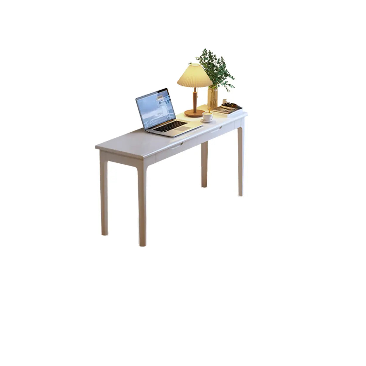 Nut-Brown Wood Drawer Home Desk — White / Table Only