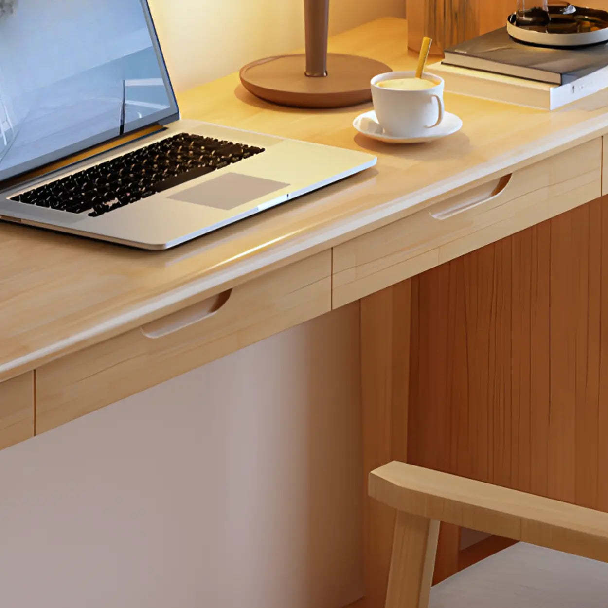 Nut-Brown Wood Drawer Home Desk — Nut-Brown / Table Only
