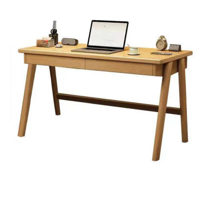 Nut-Brown Wood Drawer Computer Desk — White / Table Only