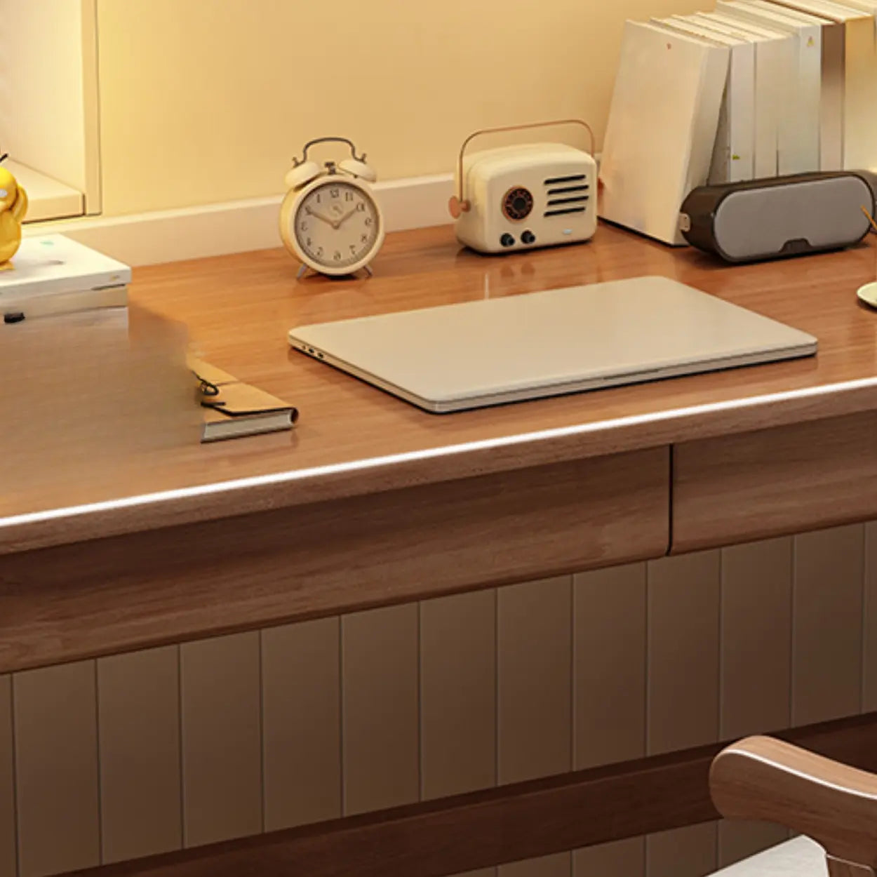 Nut-Brown Wood Drawer Computer Desk — Nut-Brown / Table Only