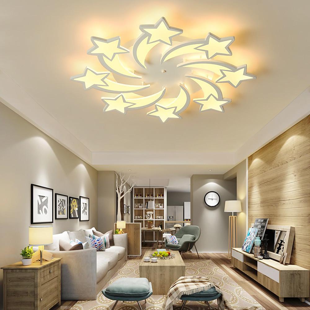 Celestial shooting flush mount lighting in synthetic — Warm White (3000K) / 8-Light