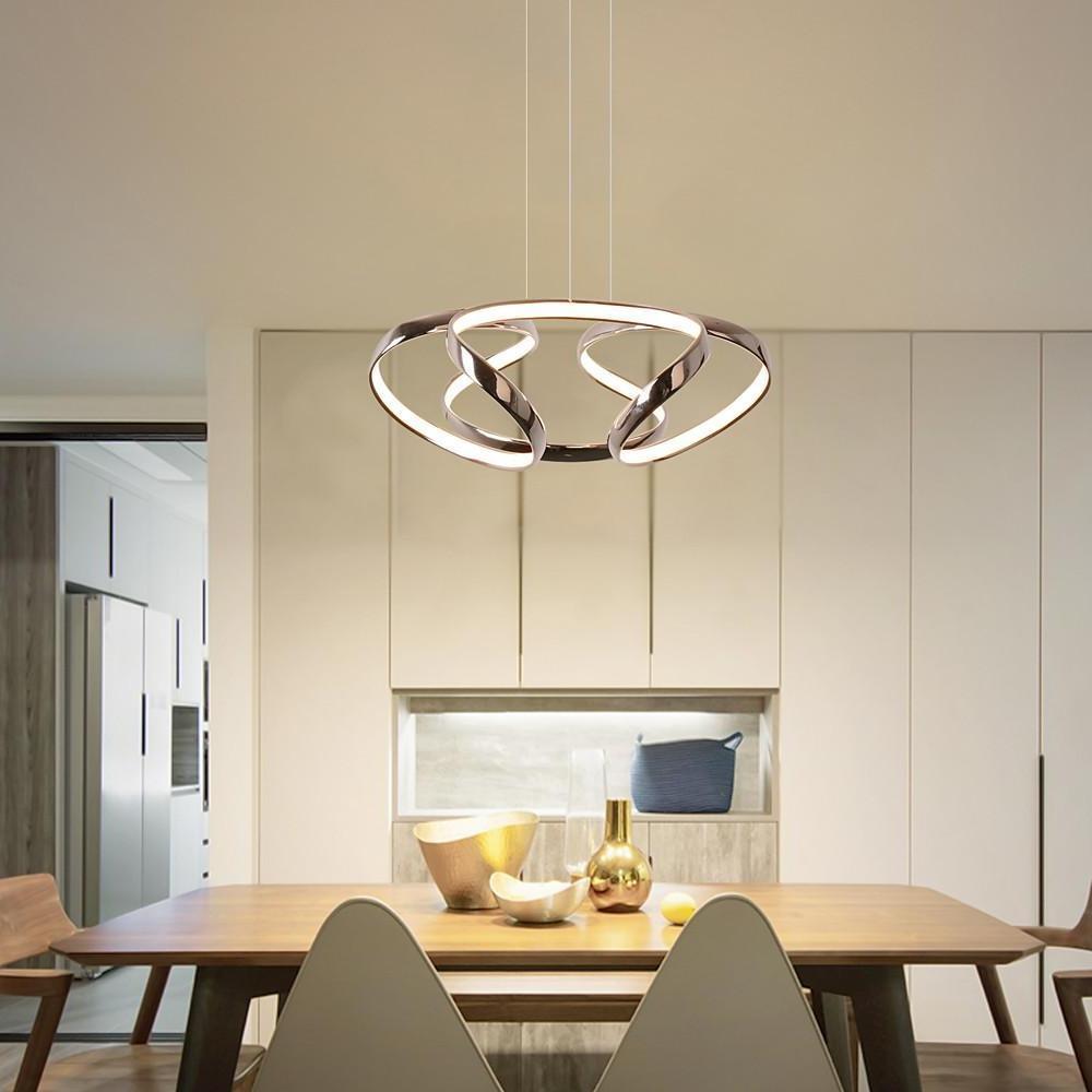 Artistic Curved Flower Shaped LED Modern Chandelier Hanging Lamp Pendant Light-Lighom