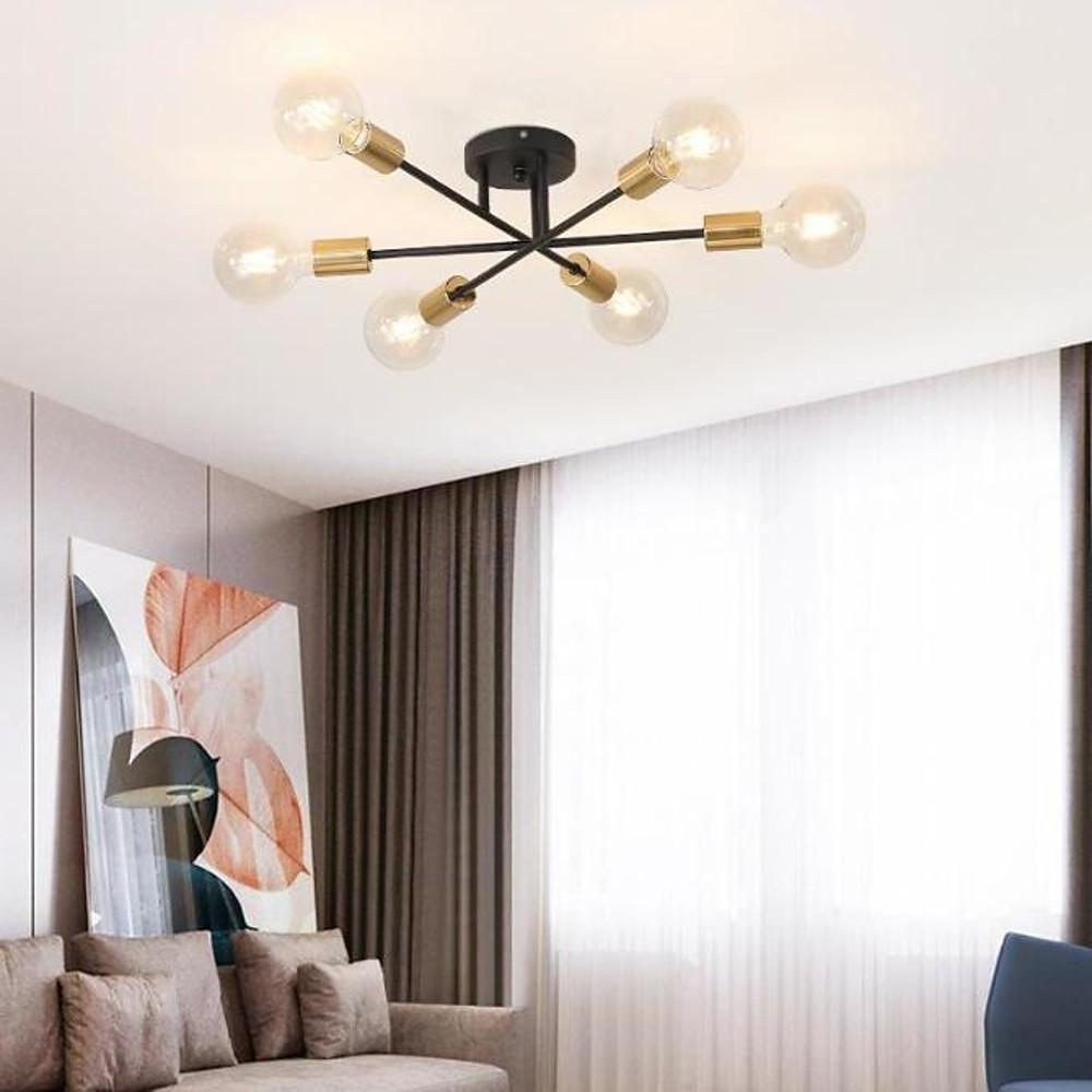 Lighom modern semi-flush sputnik black semi-flush mount light — Matte Black