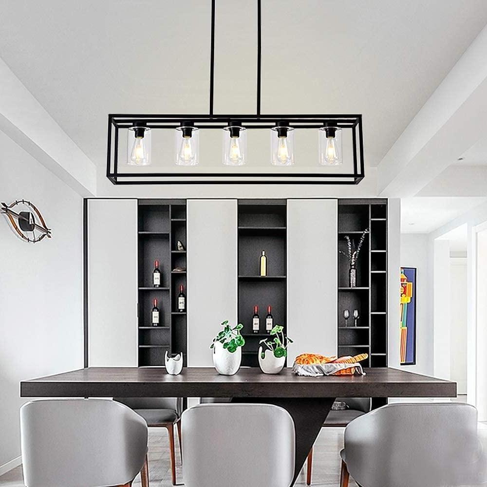 Box Lanterns Rectangular Chandelier Industrial Foyer Chandelier Dining Room Chandelier-Lighom