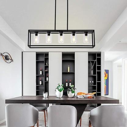 Box Lanterns Rectangular Chandelier Industrial Foyer Chandelier Dining Room Chandelier-Lighom