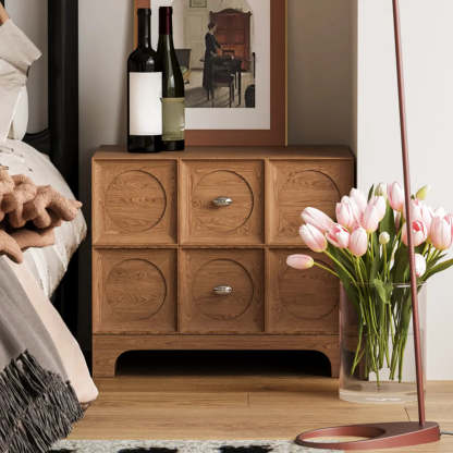 Oak 2-Drawer Rectangular Wood Bedroom Nightstand — Black