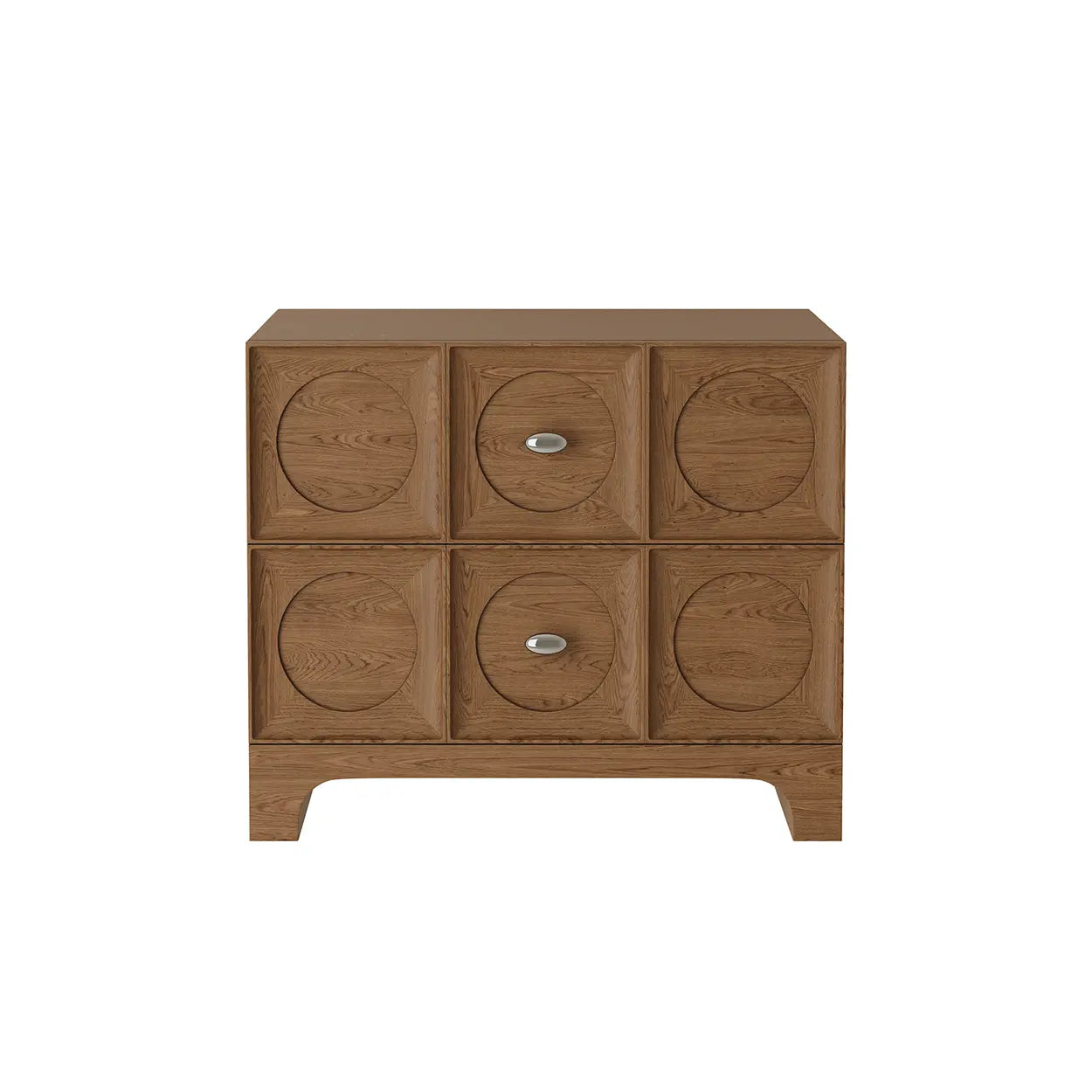 Oak 2-Drawer Rectangular Wood Bedroom Nightstand — Light Coffee