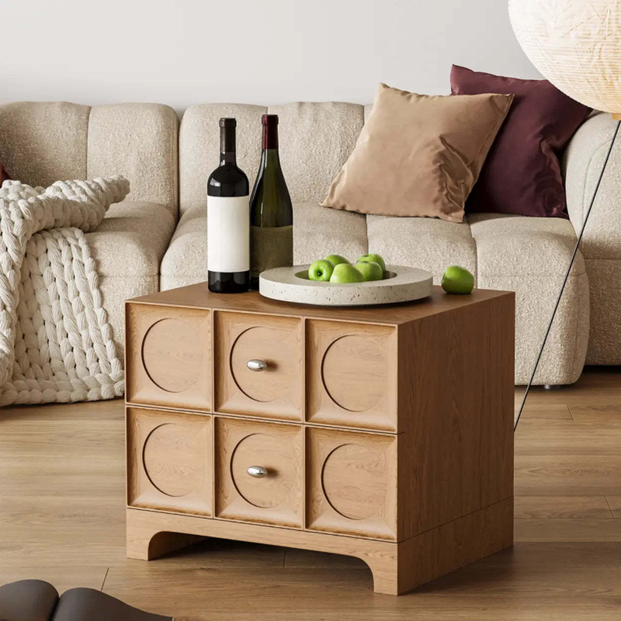 Oak 2-Drawer Rectangular Wood Bedroom Nightstand