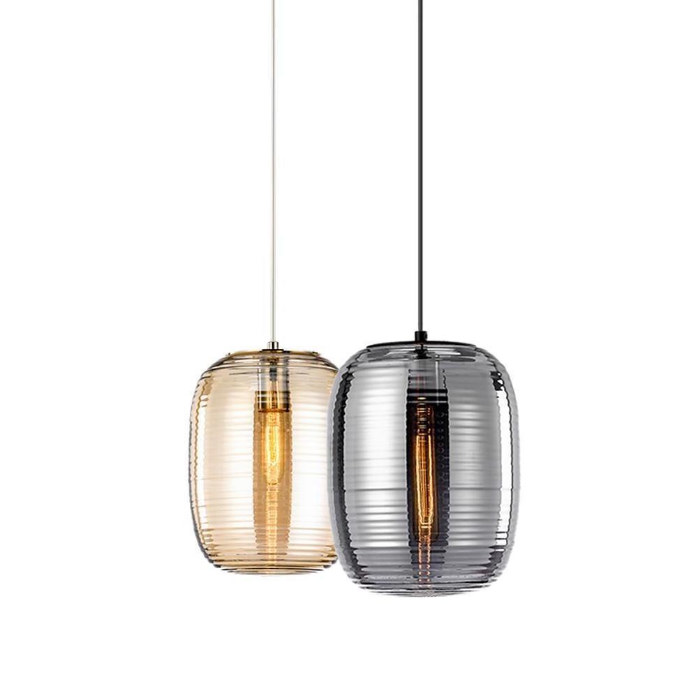Lantern Shaped Electroplated Glass LED Modern Pendant Lighting Island Lights-Lighom