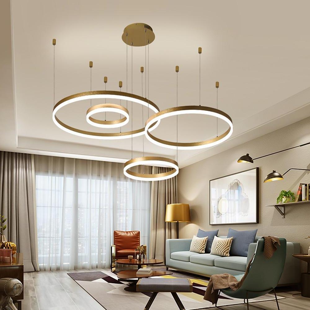 Circle Aluminum Large High Ceiling Living Room Chandelier