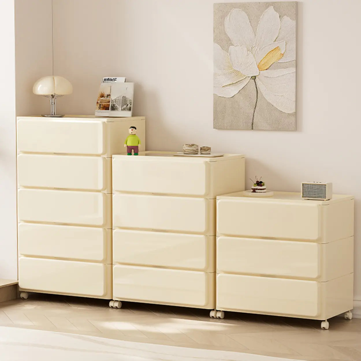 Off-White Acrylic Minimalist Storage Chest