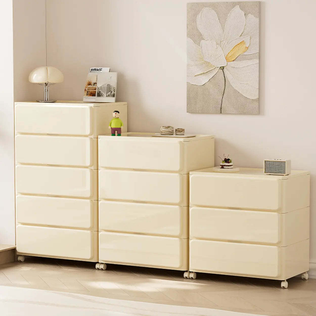 Off-White Acrylic Minimalist Storage Chest