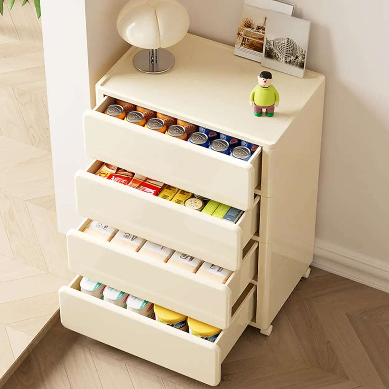 Off-White Acrylic Minimalist Storage Chest