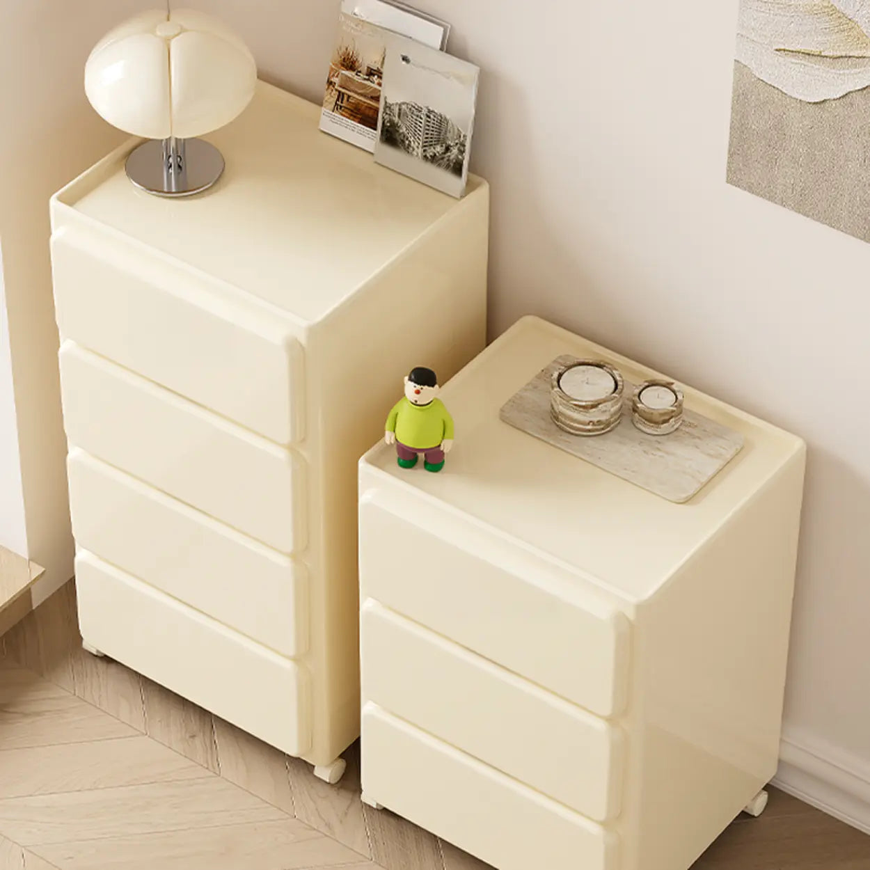 Off-White Acrylic Minimalist Storage Chest