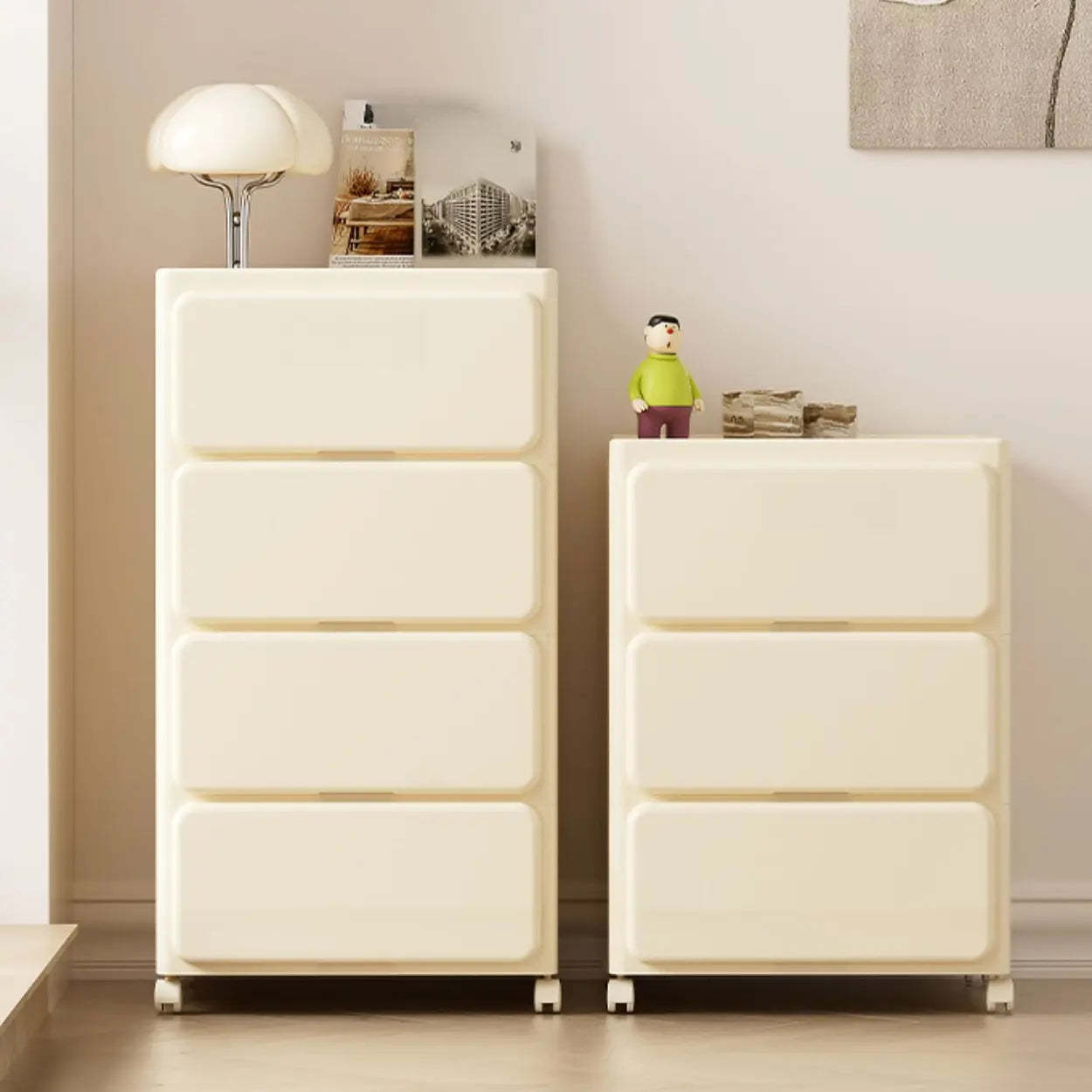 Off-White Acrylic Minimalist Storage Chest