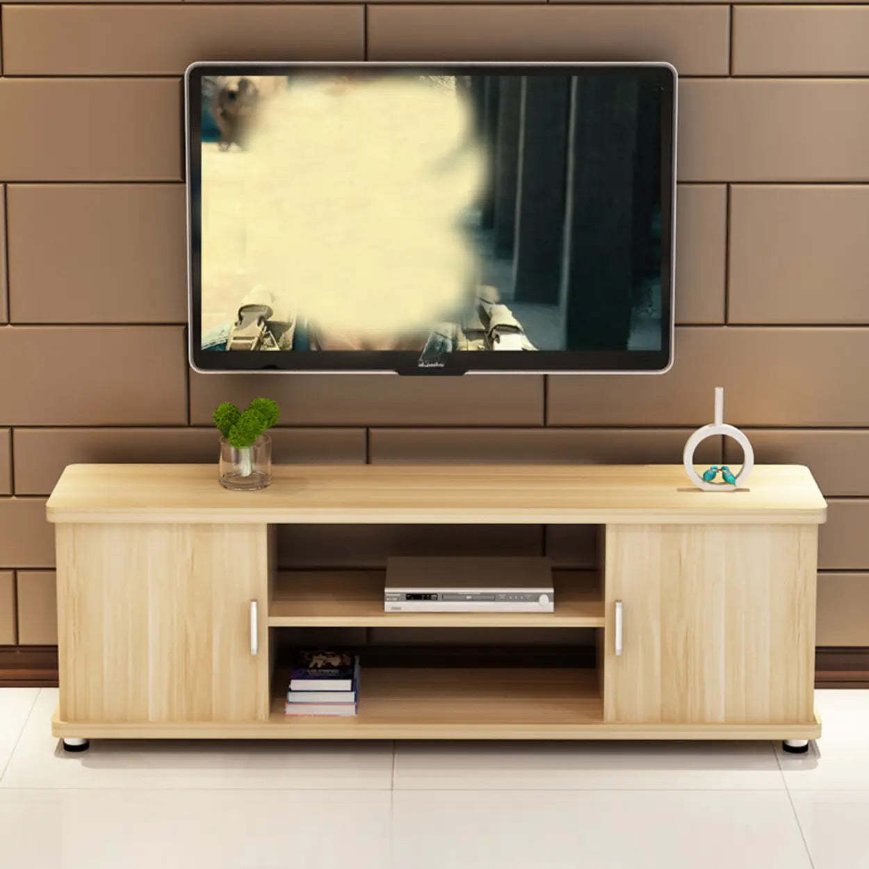 Modern storage open tv stands in wood — 39"L x 12"W x 20"H / Walnut