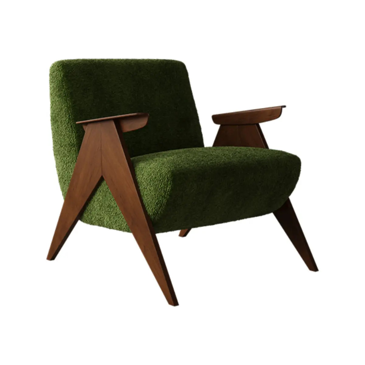 Off-White Chenille Wood Frame Accent Chair — Ginger / Chenille
