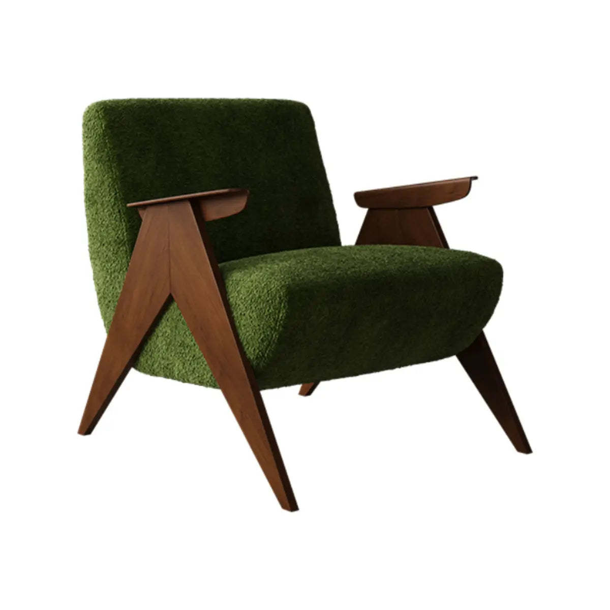 Off-White Chenille Wood Frame Accent Chair — Ginger / Chenille